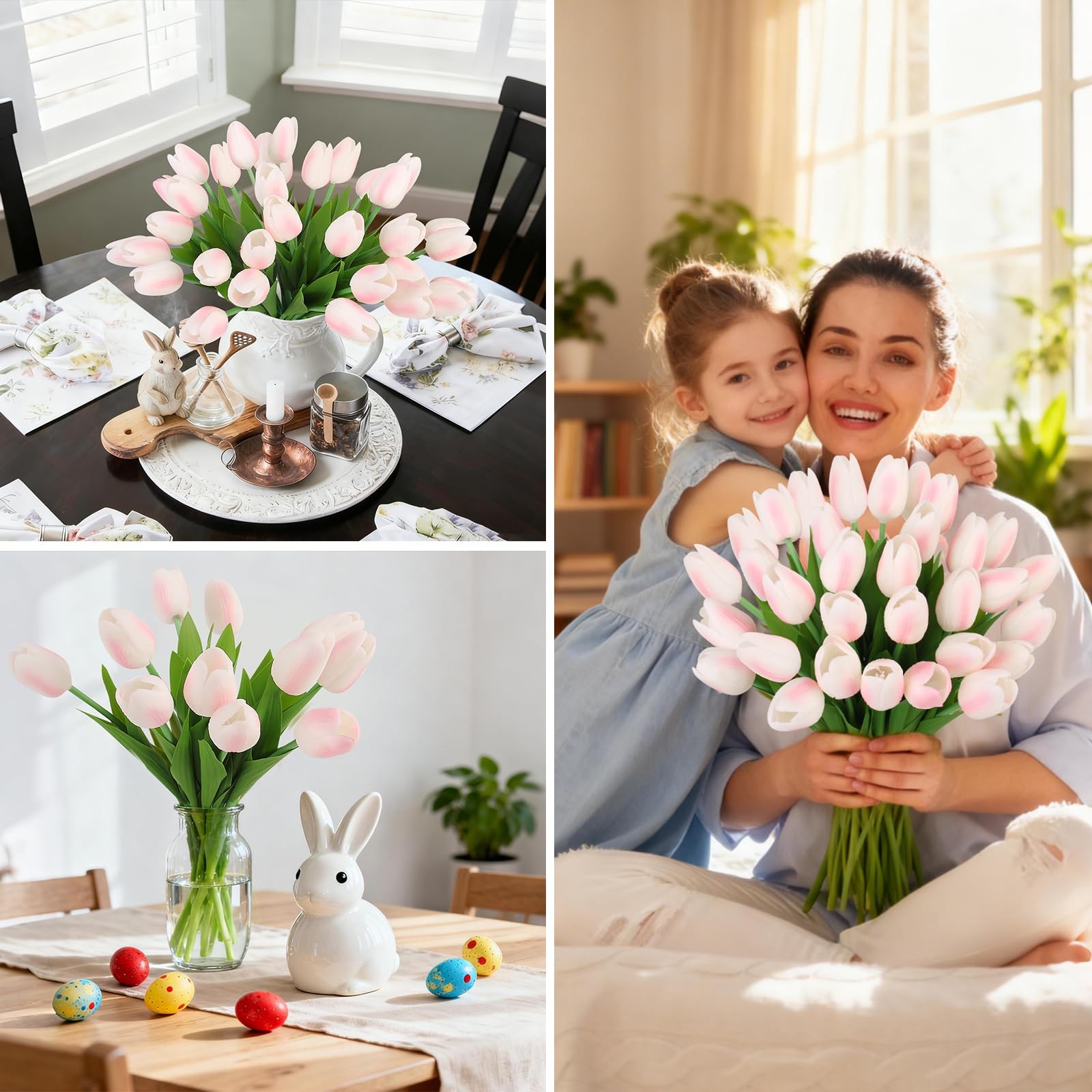 Artificial Tulips Flowers 30pcs 13.4″ Real Touch Faux Multicolor – Wedding Decor