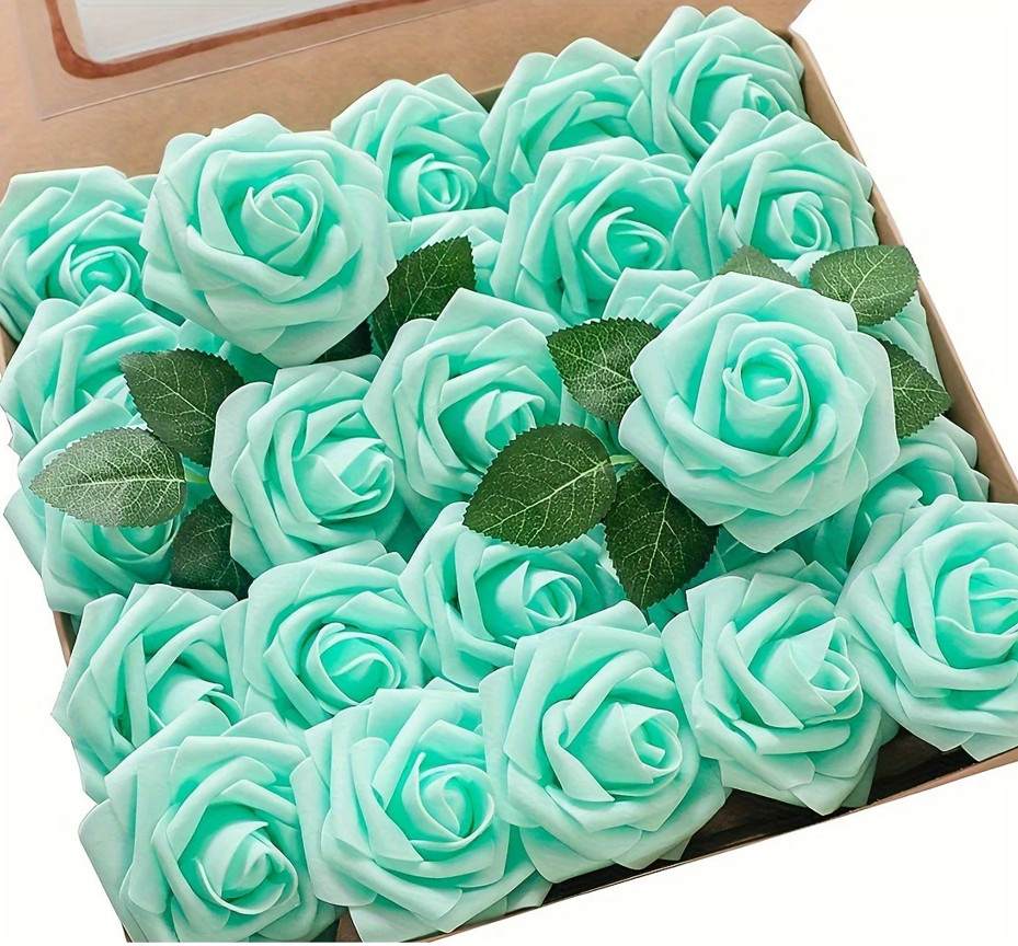 25pcs Artificial Rose Flowers with Stems for DIY Wedding Home Decor NEW