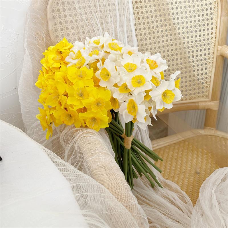 6pcs Artificial Narcissus Flower Bouquet Home Garden Room Desktop Fake Flower