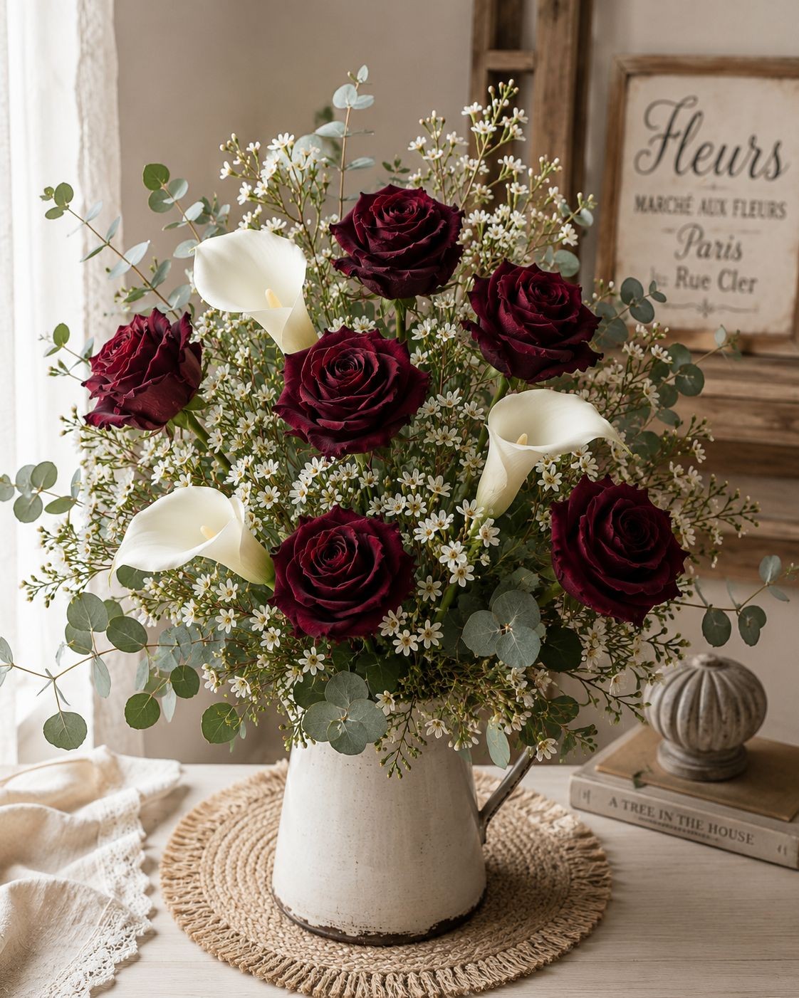 Burgundy Velvet Rose Stems Faux Roses Artificial Flowers Dark Red Roses Gothic D