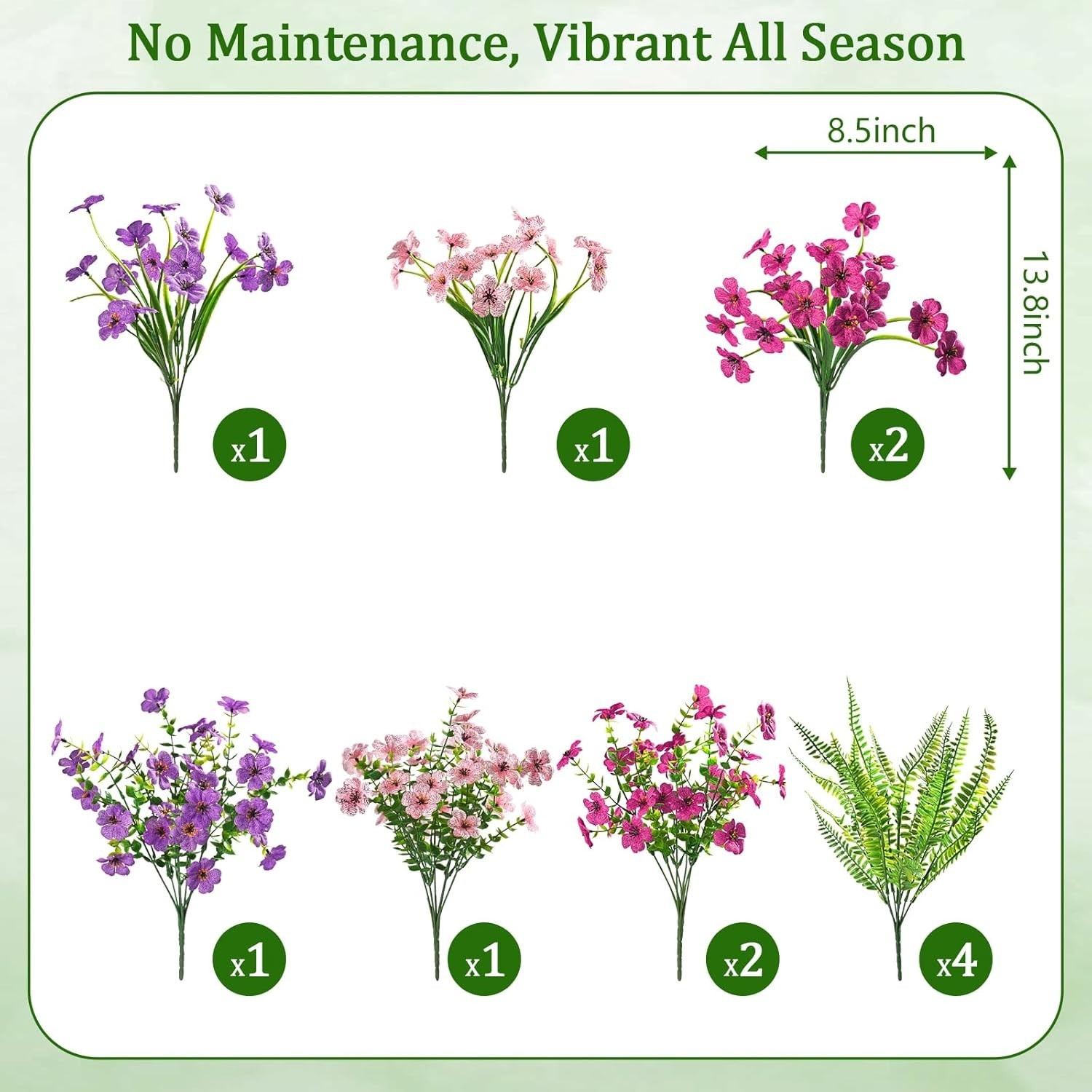 Elegant 12 Bundle UV Resistant Faux Outdoor Flowers for Weddings & Decor