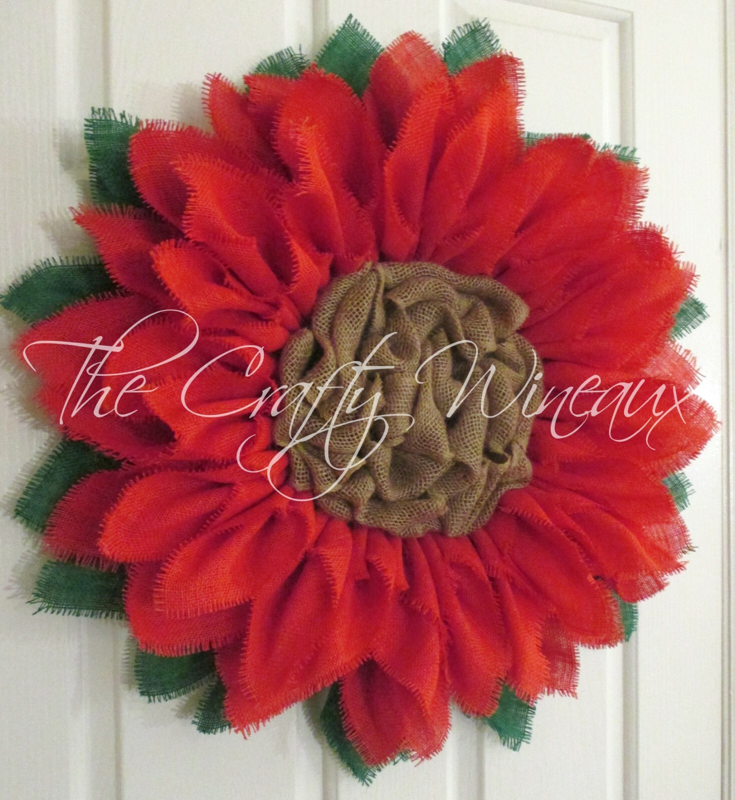 The Crafty Wineaux – Extra Thick 25″ Rich Coral Pink Burlap Sunflower Wreath