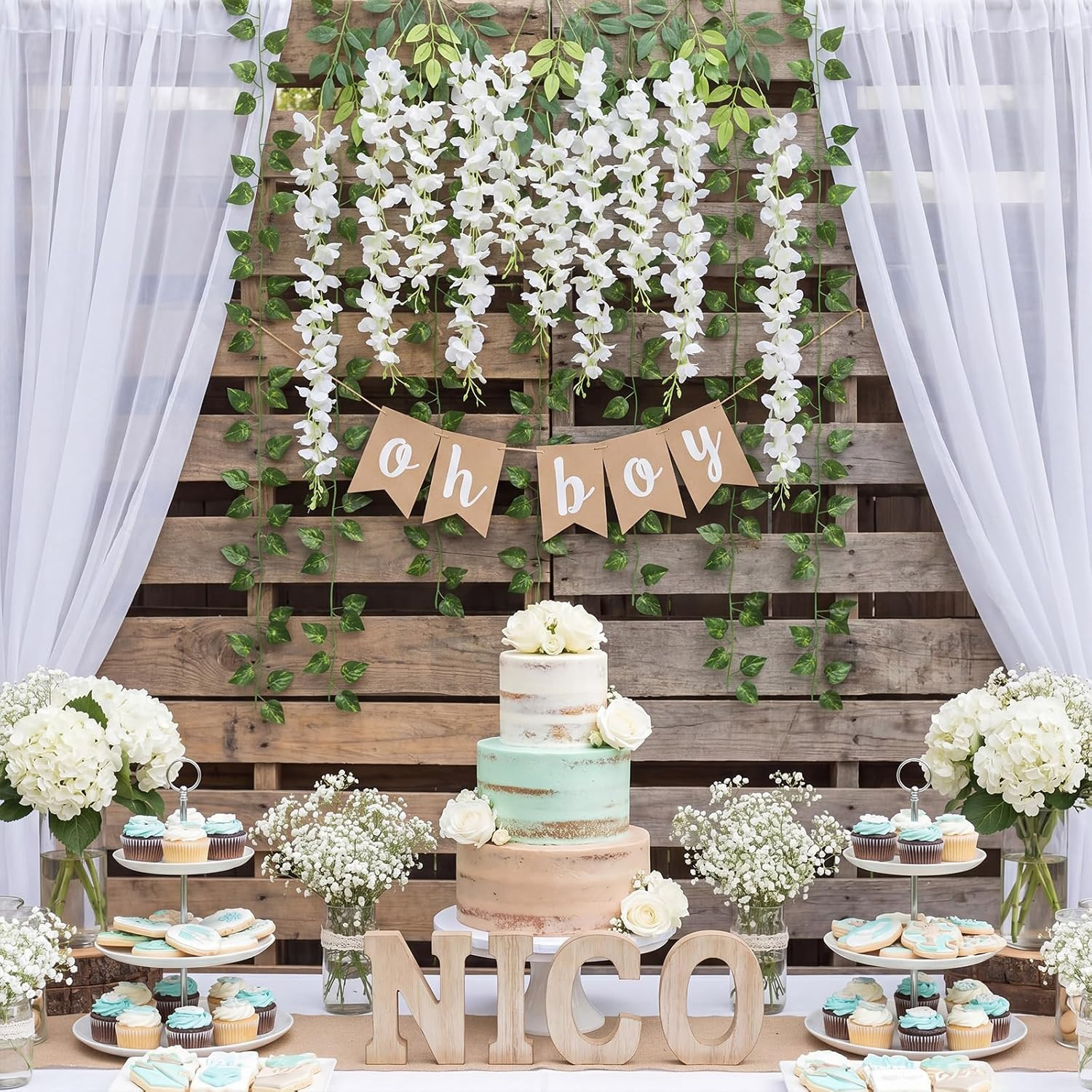 56 Pcs Wisteria Artificial Flowers Garland Includes 6.8 Ft Artificial Wisteria H