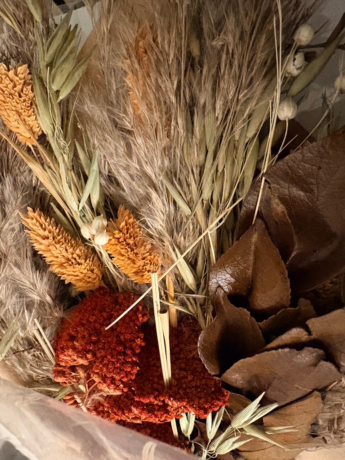2 Fall Dried Flower Bouquet with Pampas Grass & Wheat Blend Preserved, Bundle ￼￼