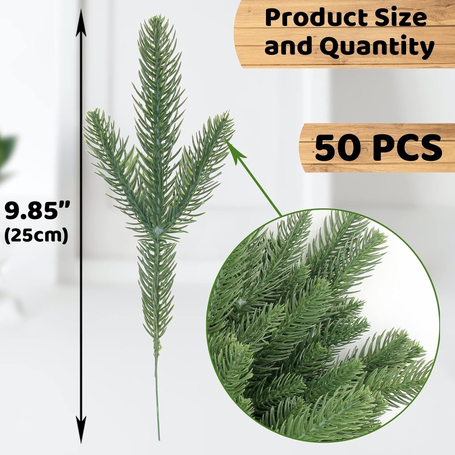 50 Pcs Artificial Pine Branches Green Plants Pine Needles DIY Accessories for…