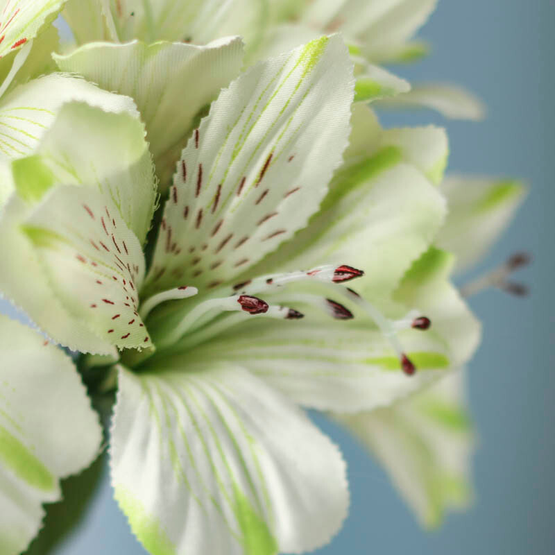 Set of 2 Green and Cream Artificial Alstroemeria Peruvian Lily 12″ Bundles