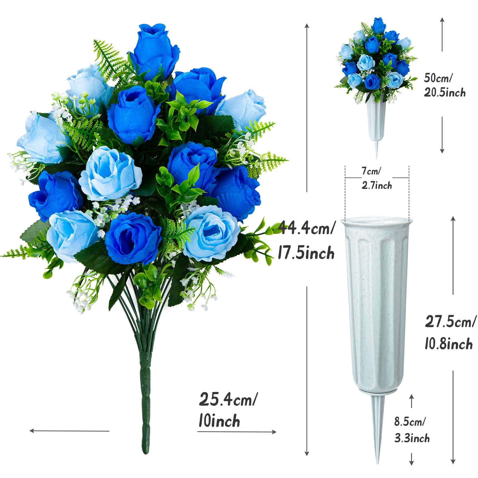 Artificial Cemetery Flowers for Grave Decorations, Artificial Memorial Roses …