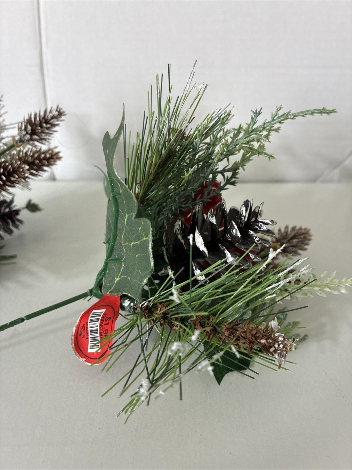 Hobby Lobby Christmas Picks Set Of 2 Red Green White Brown Pine Comes Holly 8”