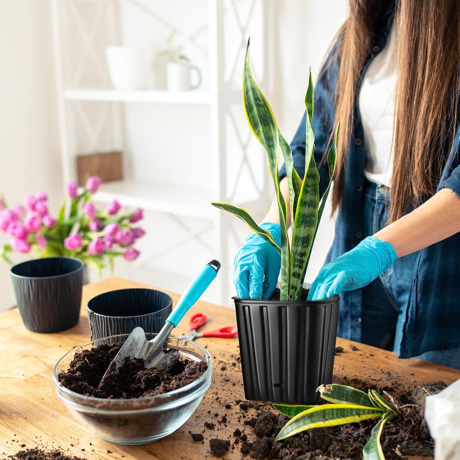 100 Pcs Tall Tree Pots, Plastic Deep Plant Nursery Pots, Tall Seedling Flower Pl