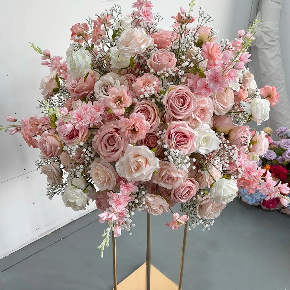 80/70/60/50/30Cm Artificial Pink Large Flower Ball, Table Centerpiece for Weddin