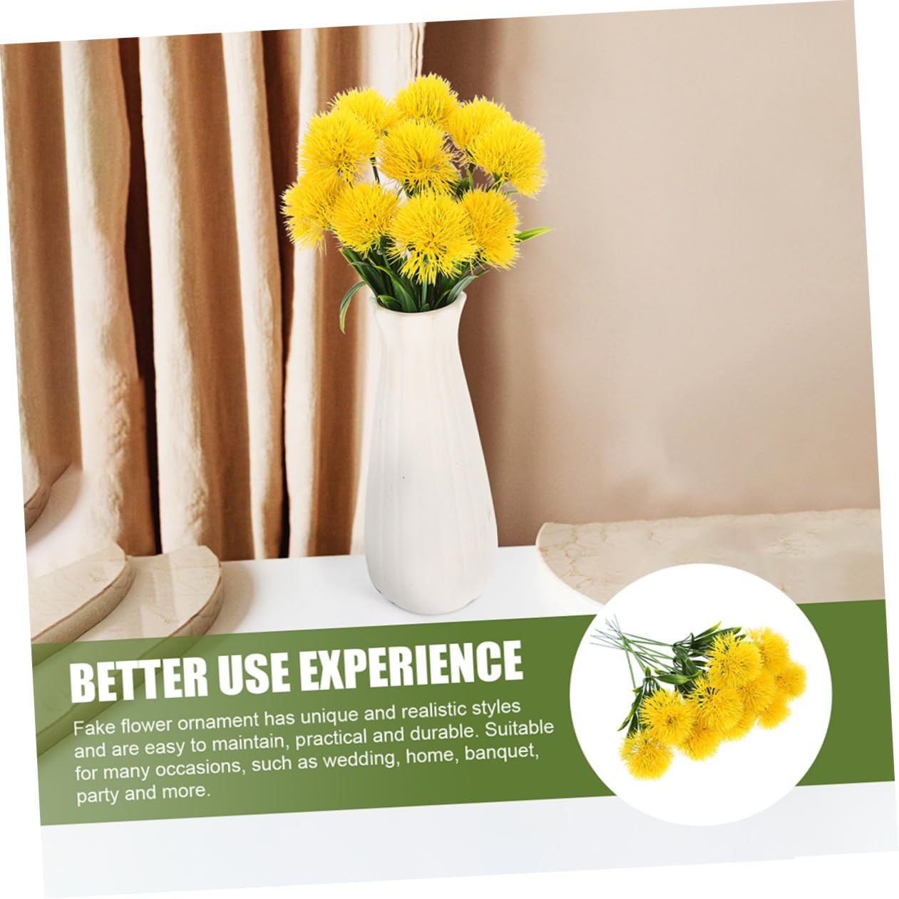 12 Pcs Faux Dandelion Flowers Realistic Artificial Dandelion Branches for Hom…