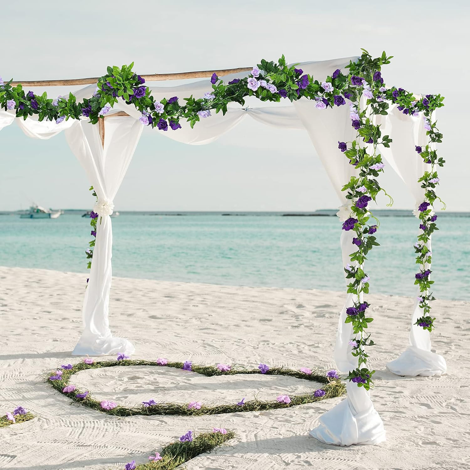 2 Pack Artificial Flower Garlands 15.8FT Fake Rose Vines Silk Flowers Hanging Ro