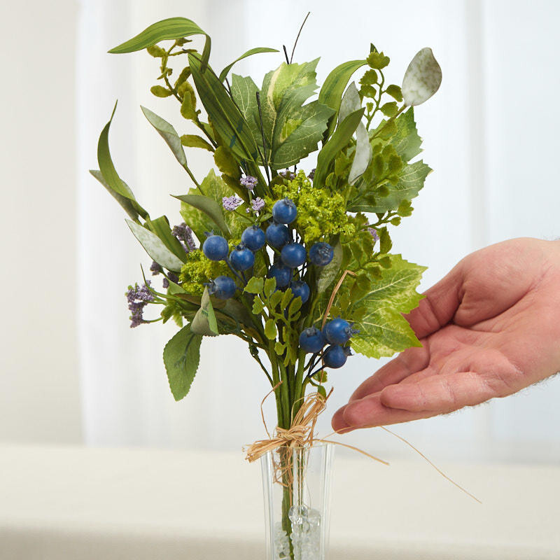 Set of 2 Artificial Blue Berry and Foliage 13-1/2″ Bundles