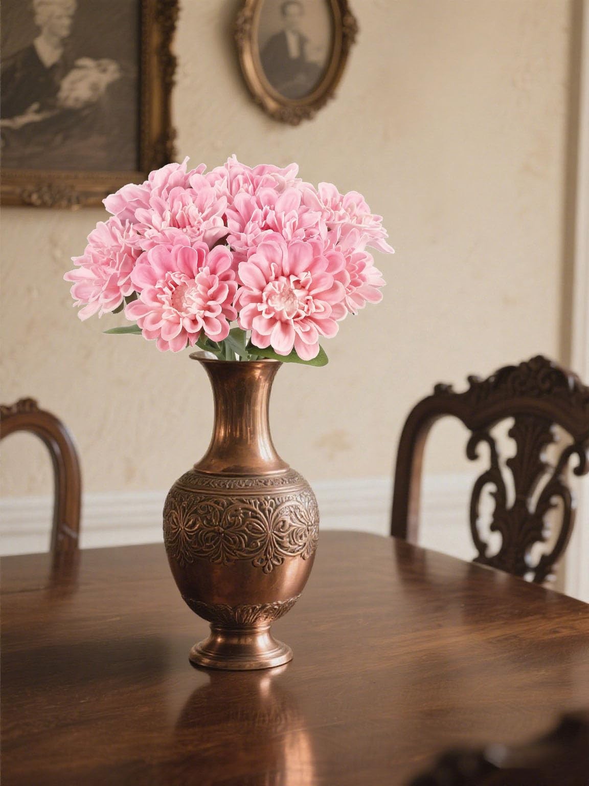 10pcs Pink Dahlia Artificial Flowers 13inch Fake Dahlia Flowers PU Chrysanthe…