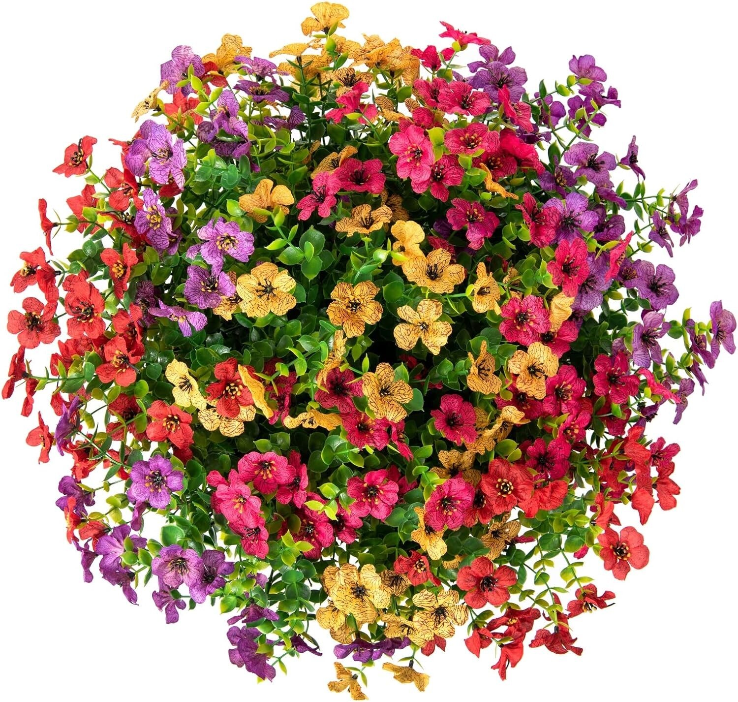 Beautiful Faux Silk Flower Basket with Daisy and Eucalyptus for -Round Charm