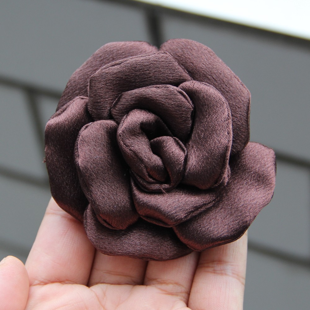 8cm Colorful Handmade Fabric Camellia Flowers Burned Edge Camellia For Crafts