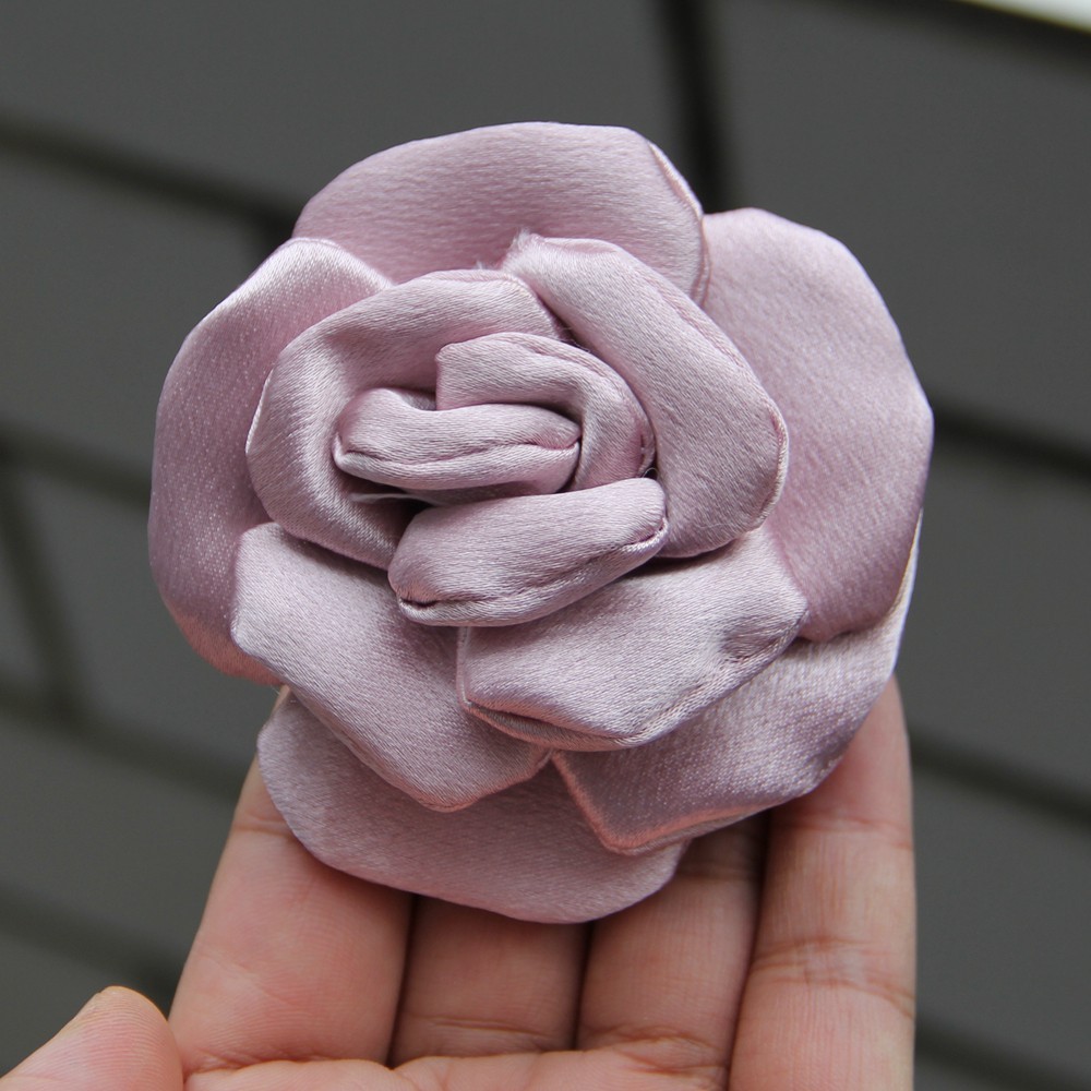 8cm Colorful Handmade Fabric Camellia Flowers Burned Edge Camellia For Crafts