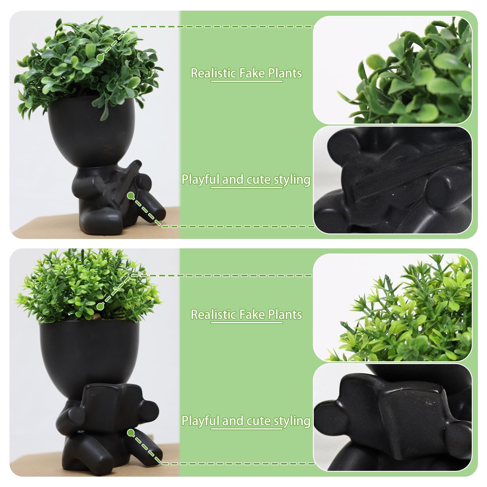 2 PCS Desk Decorations Women Small Office Decorative Plants Bathroom Shelf