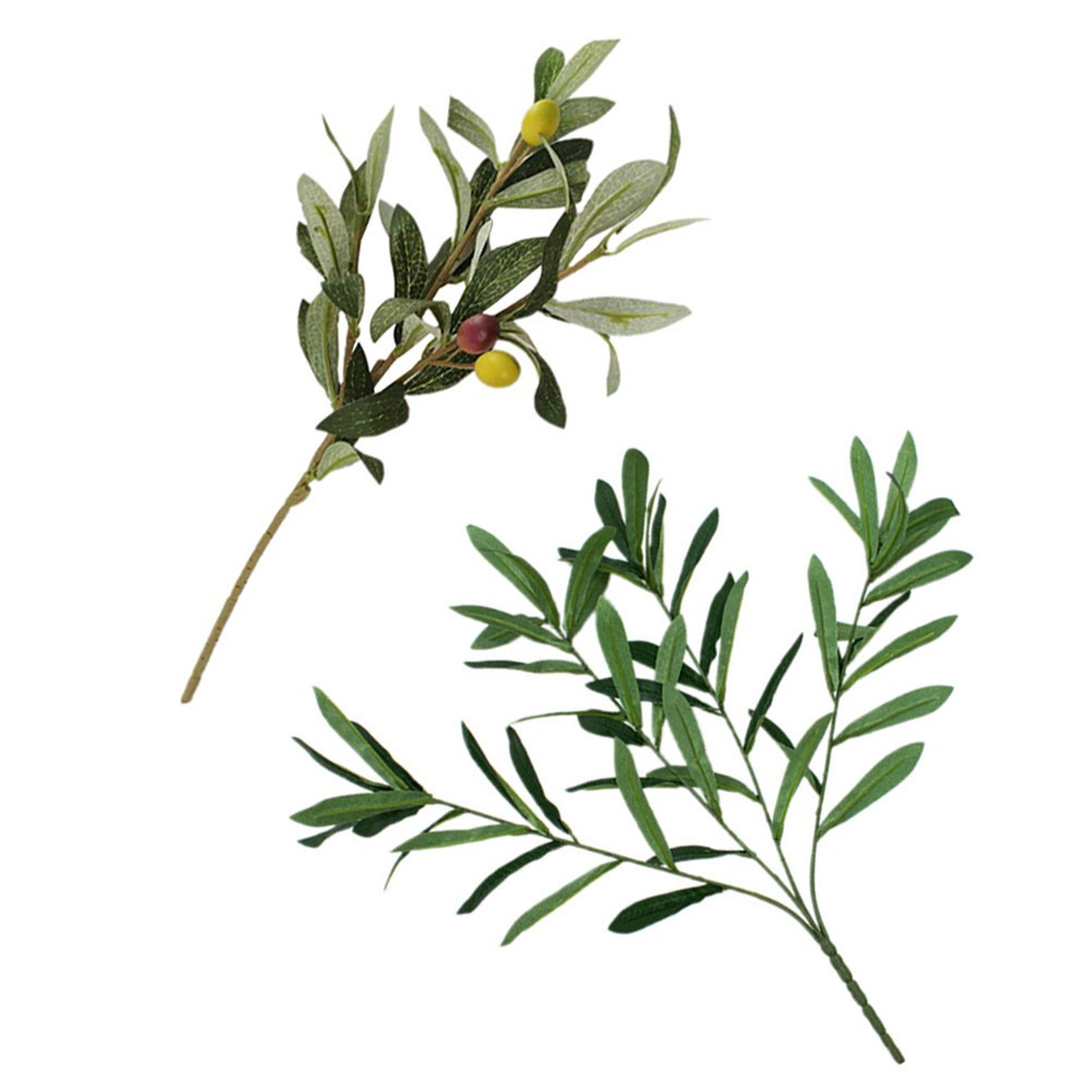2Pcs Wear Resistant Plastic Olive Branch Decorative Plants for Office and Home
