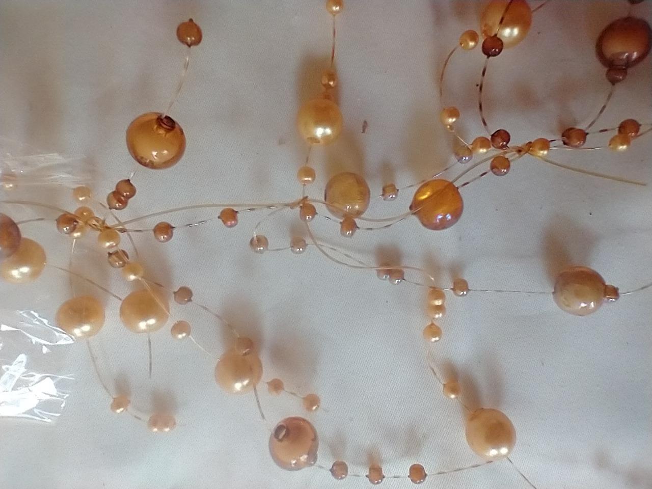 NEW 5′ SULLIVANS TAN PEARL BEAD GARLAND~FRINGE~WEDDING~CRAFTS~PLASTIC ENAMELED