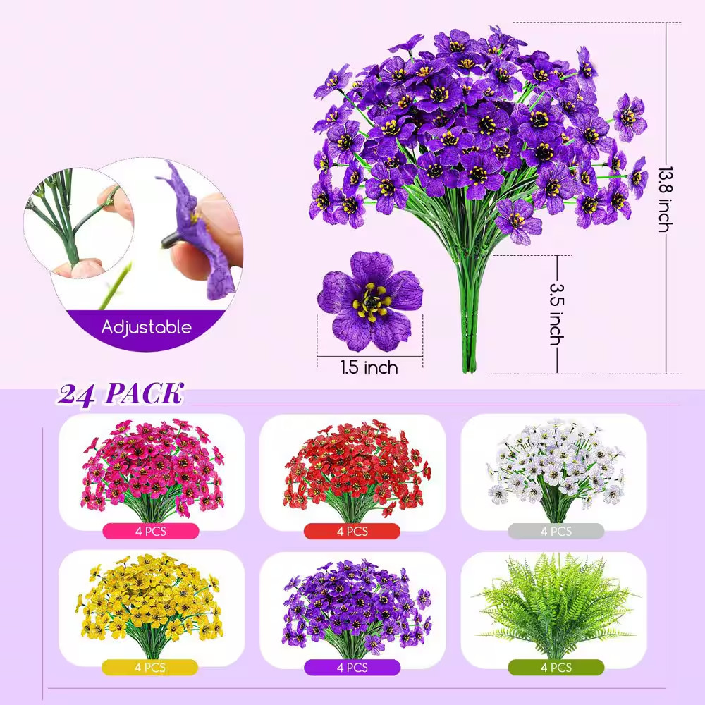 13.8 In. Multi-Colored Artificial Daisy Flower Set Outdoor Indoor Faux Flowers B
