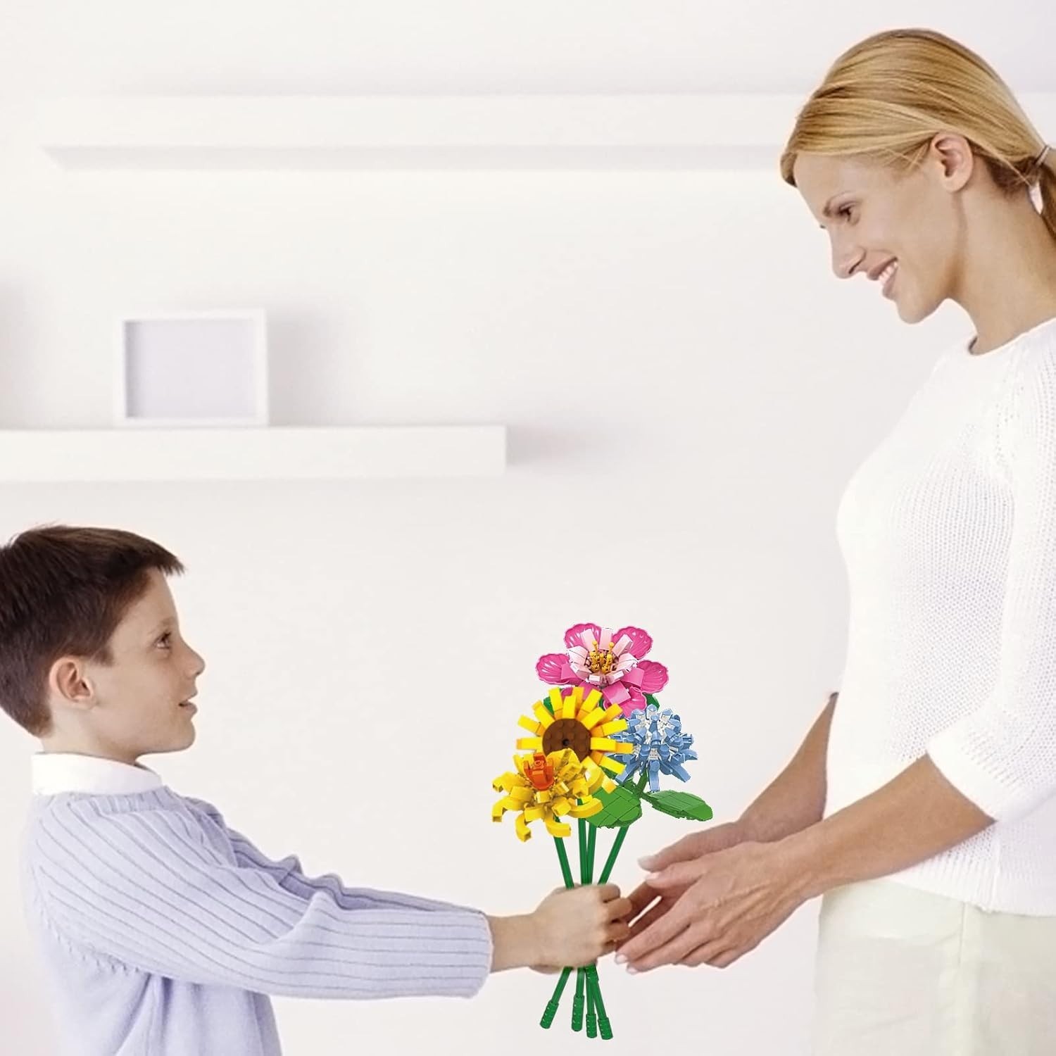 Flowers Bouquet Building Set Creative Artificial Wildflowers Botanical