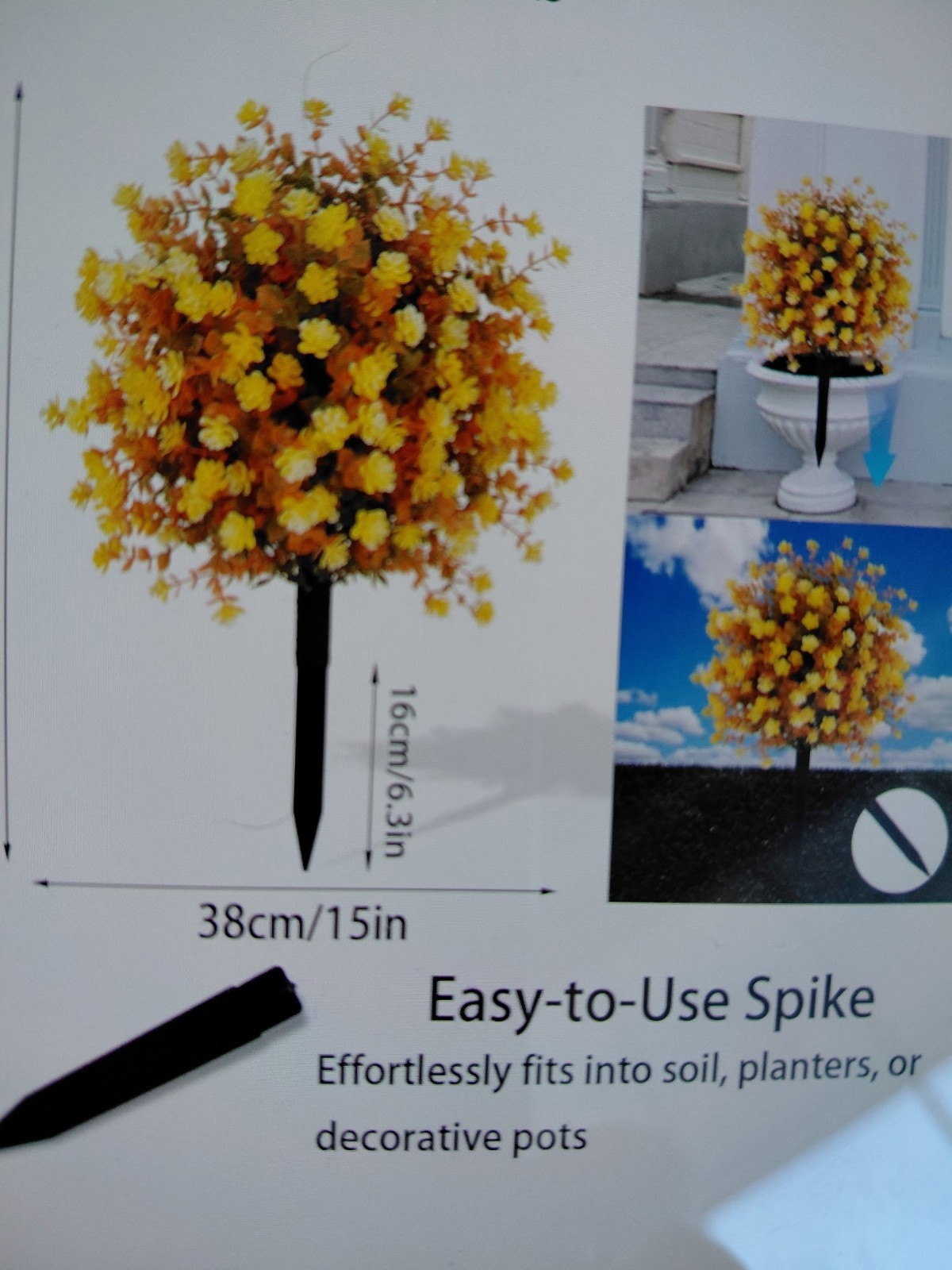 Fall Orange Artificial Flowers With Ground Stakes 2 pack 21 Inch UV…