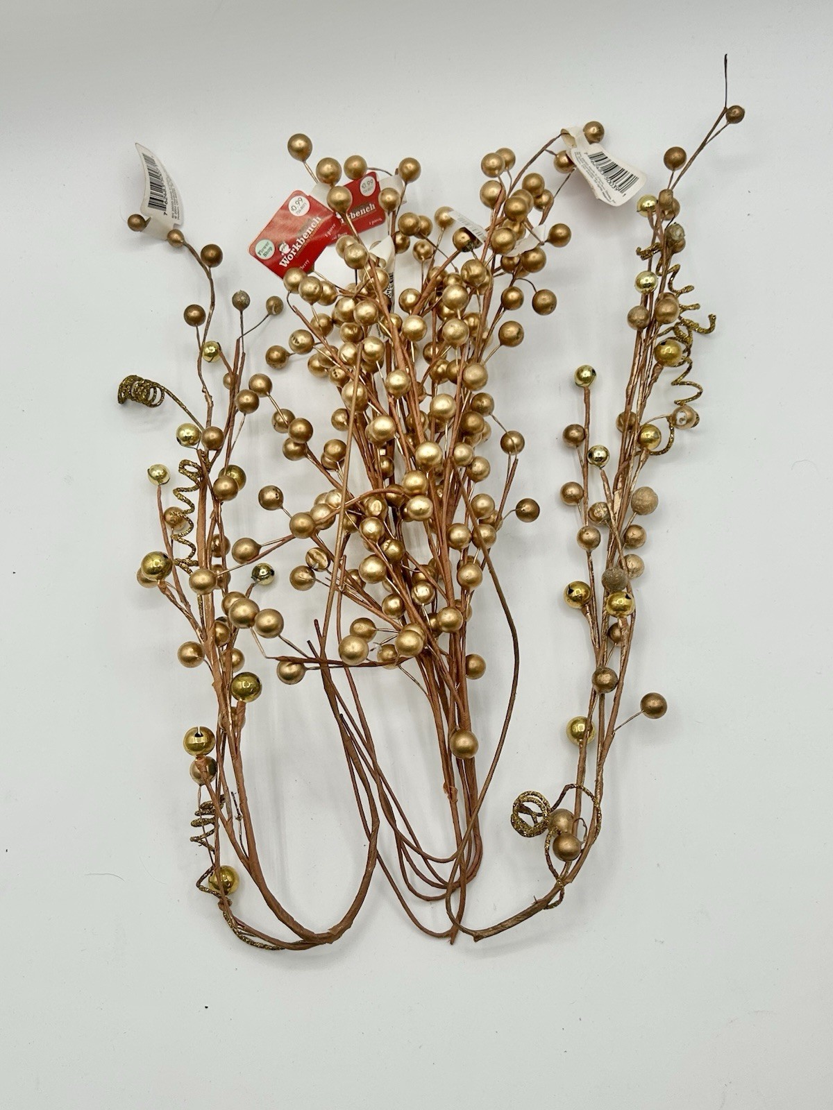 Gold Berry Bells Spray Lot of 7 Individual Picks 18″ – 24″ long