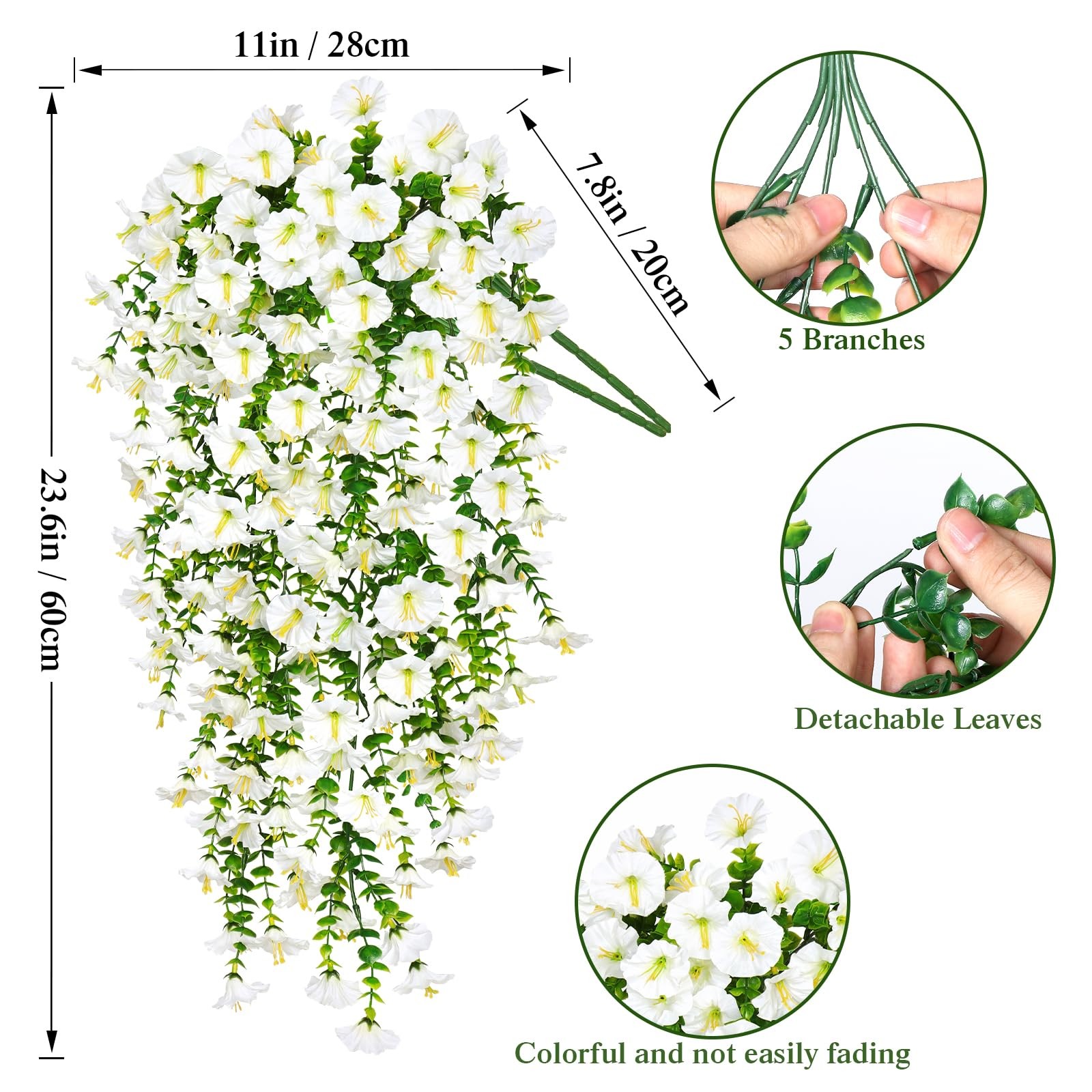 Artificial Fake Hanging Flowers Plants for Outdoor Decoration 2PCS Faux Silk …
