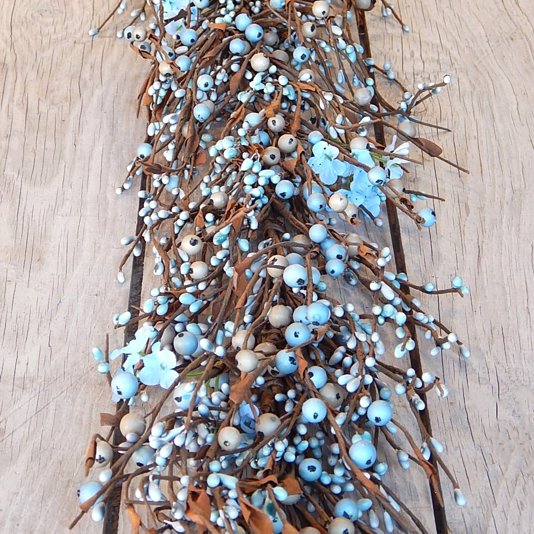 NEW Wildflower Spring Pip Berry MIXED Garland BLUE GREY WILDFLOWER MIX 56″