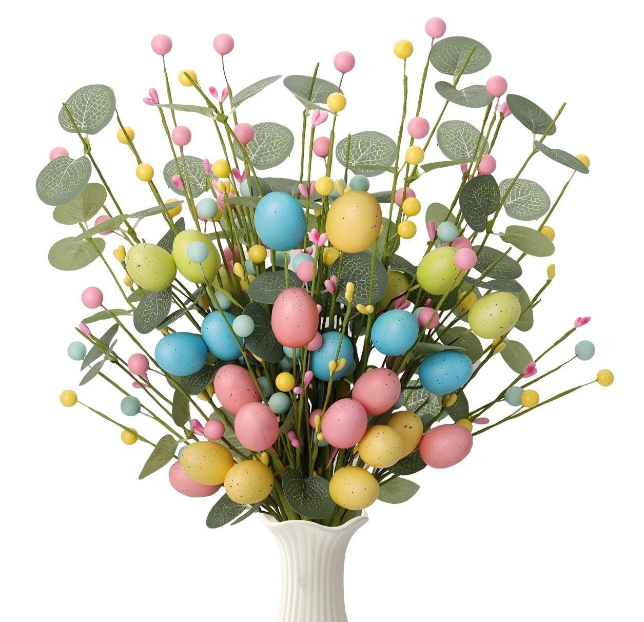 Artificial Easter Stems 6 Pack Easter Picks Stems 17 Inch Egg Picks with Colo…