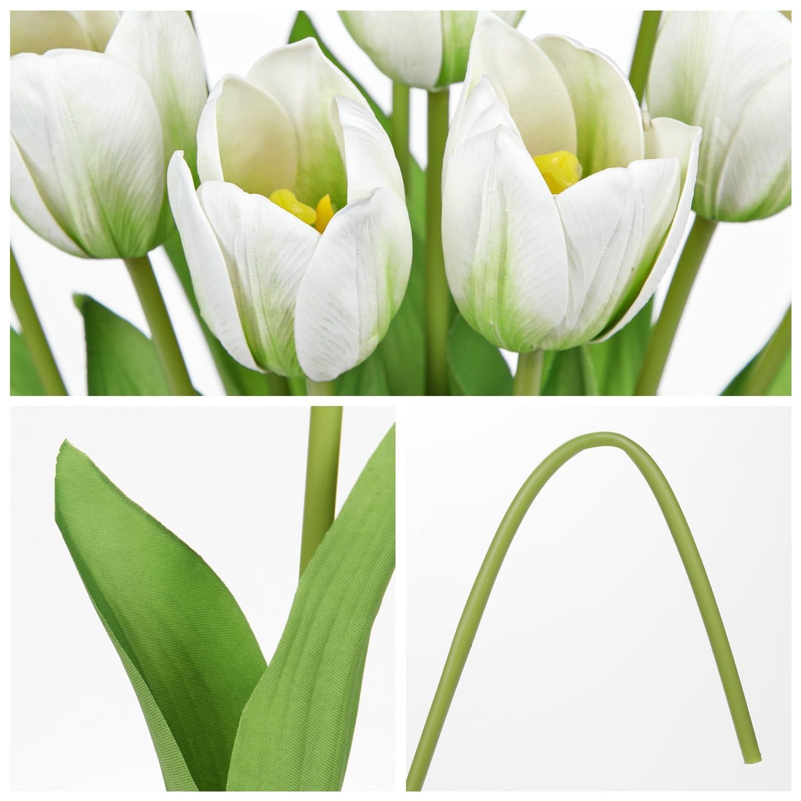 Artificial Tulips Flowers – 20″ Long Stem Faux Tulips, 10PCS Real Touch Fake …