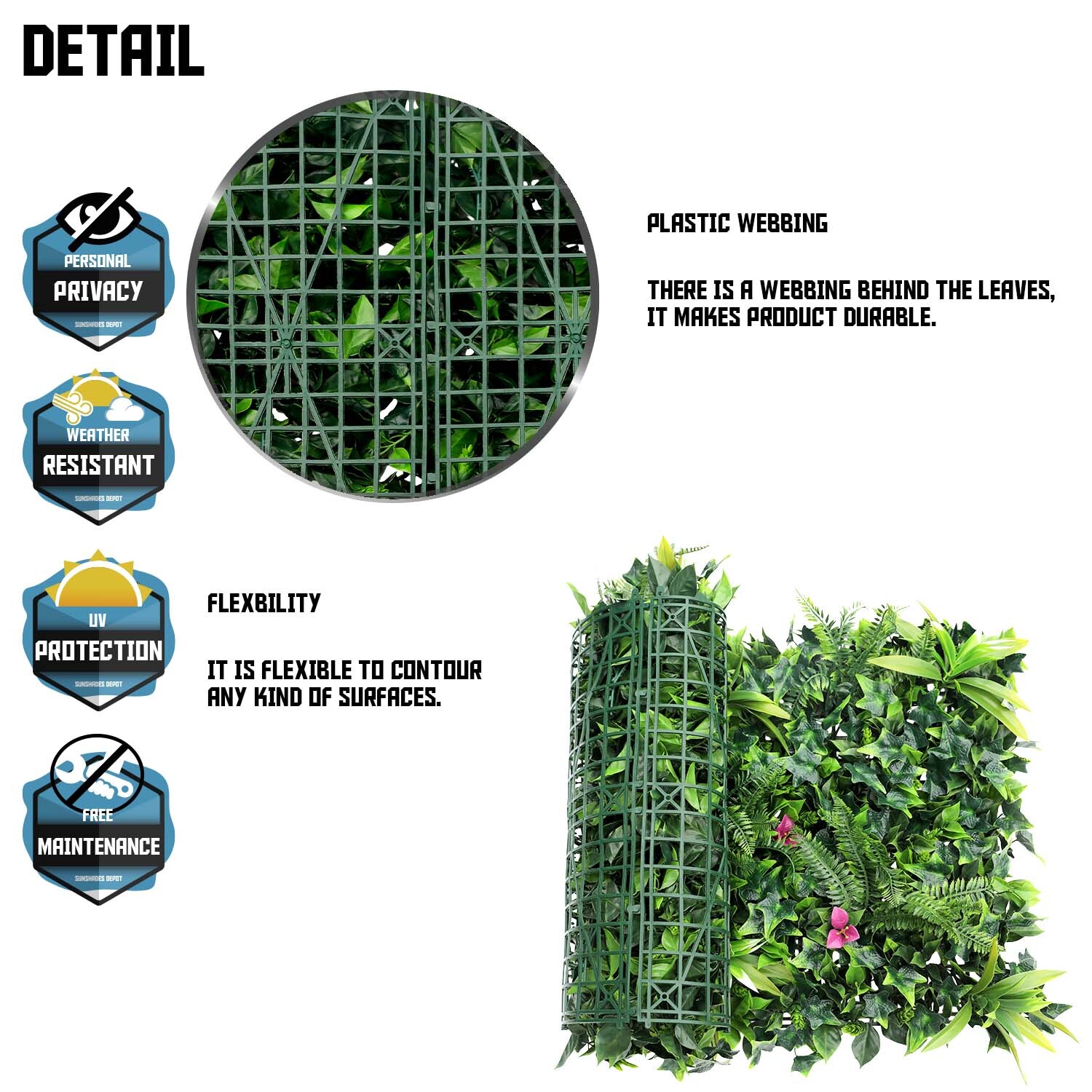 20″ Artificial Faux 3D Mix Leaves Wall Panel Fence Screen Home Outdoor Decor #07