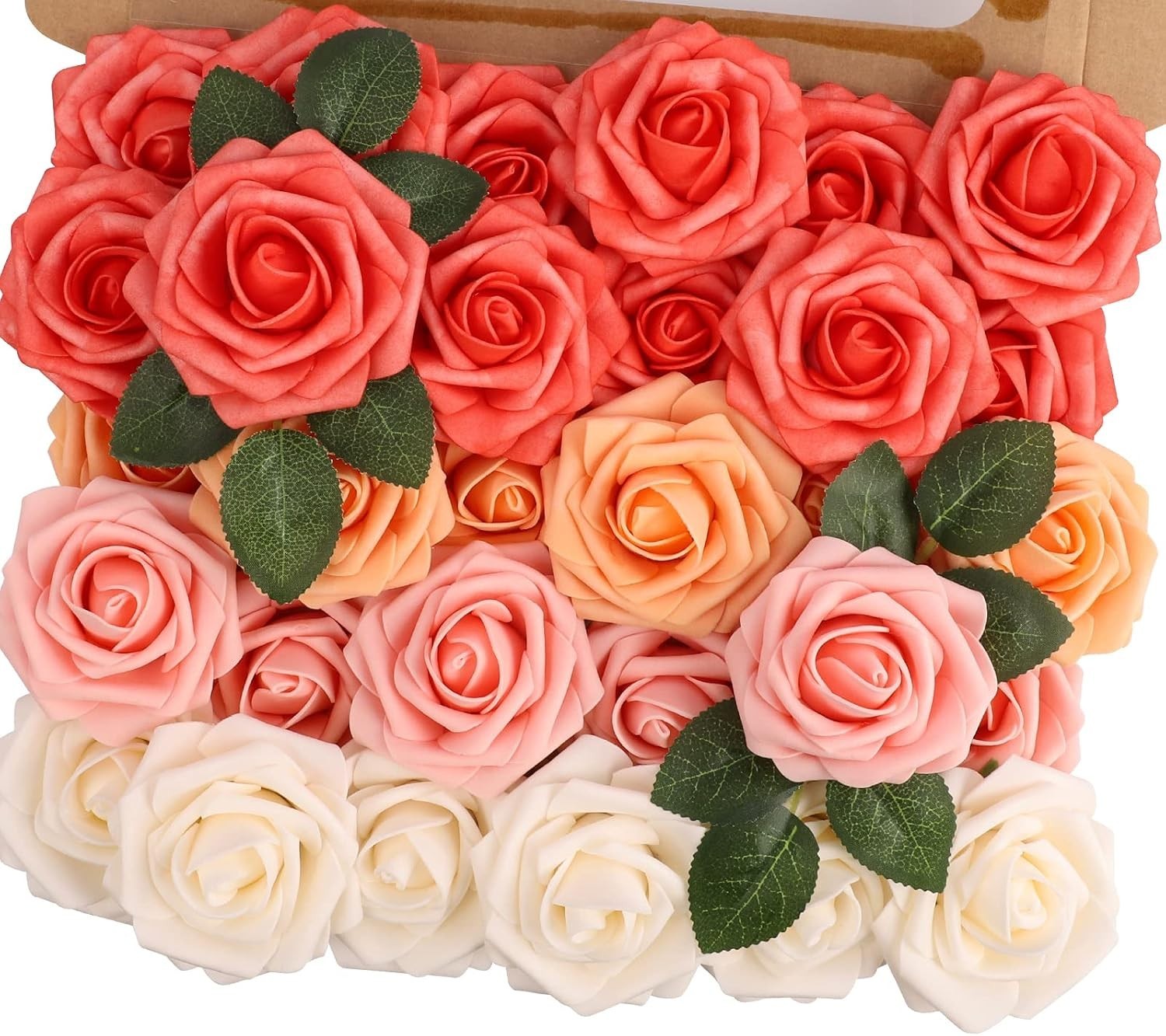 30PCS Artificial Rose Flowers Real Touch Fake Flowers with Stem Foam Roses fo…