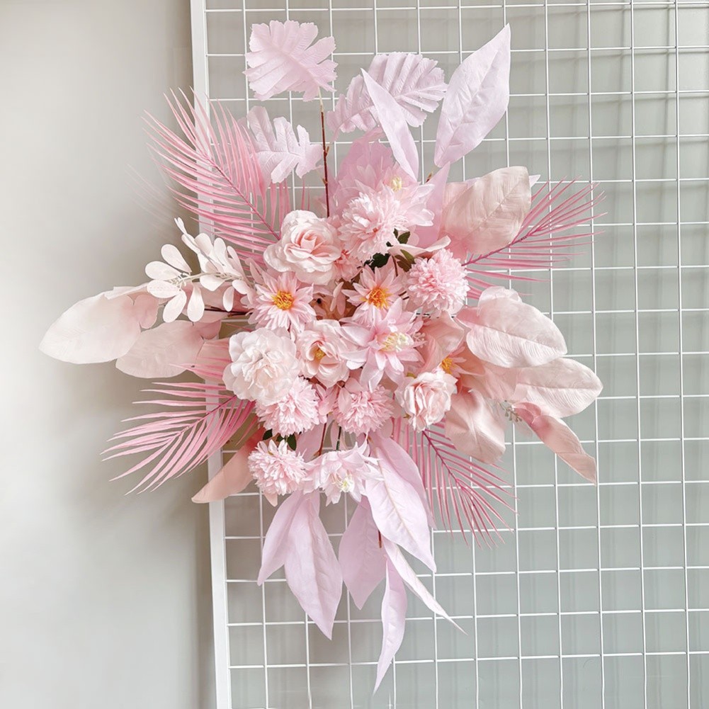 Faux Flower Arrangement for Wedding Decor White Pink Yellow Blue 100 by 70 cm