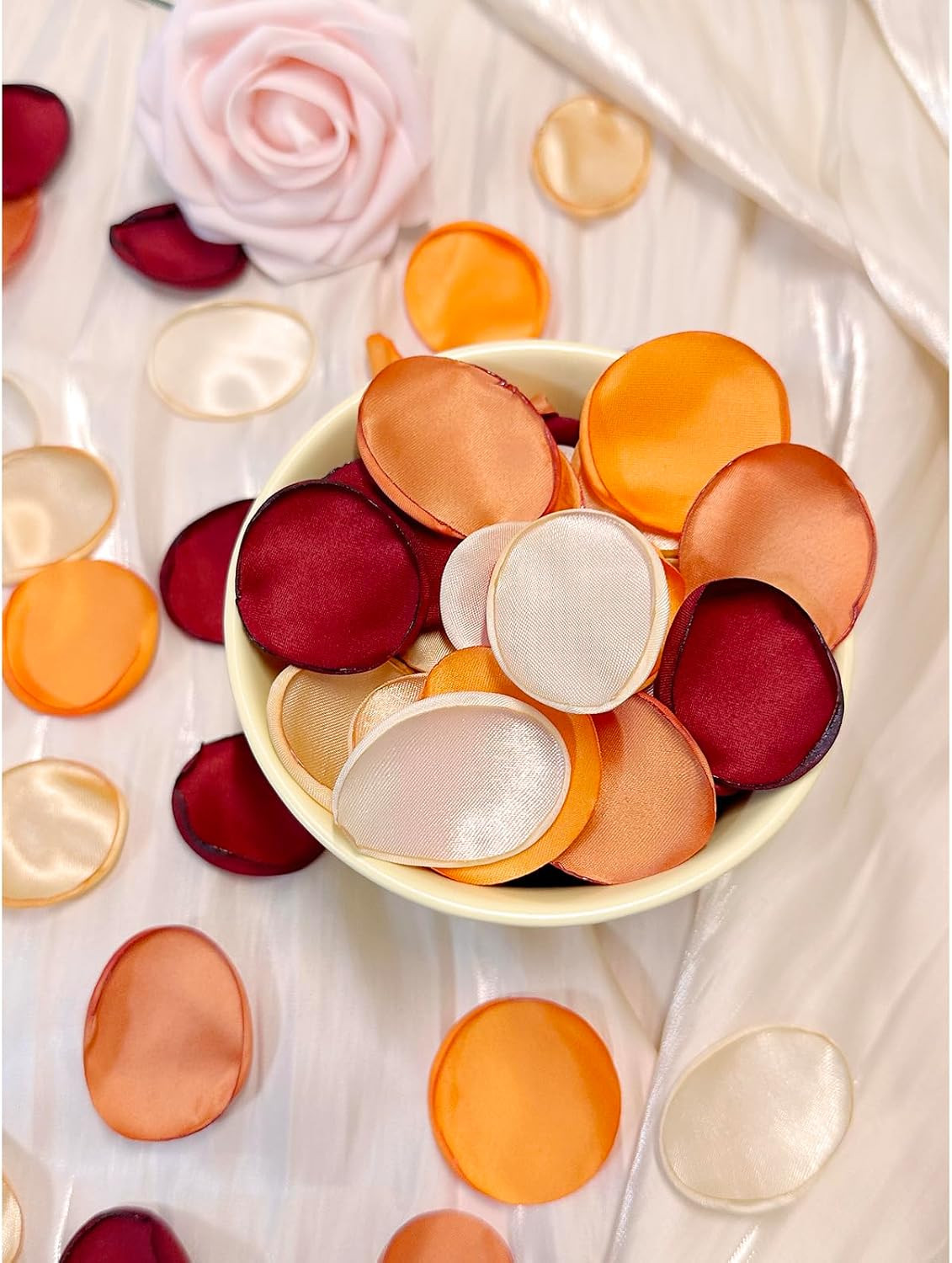 Emivery 300Pcs Artificial Flower Petals, Burnt Orange Fall Wedding Decor Silk Ro