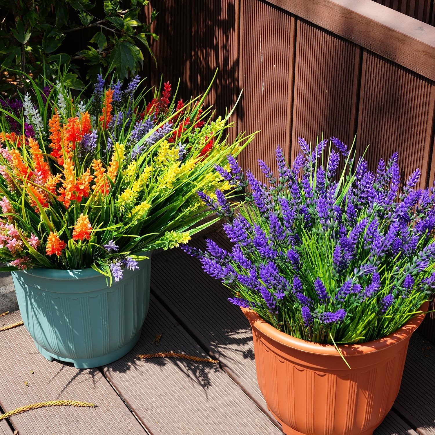 20 Artificial Plants Outdoor, UV Resistant Fake Flowers, Home Decoration Purple