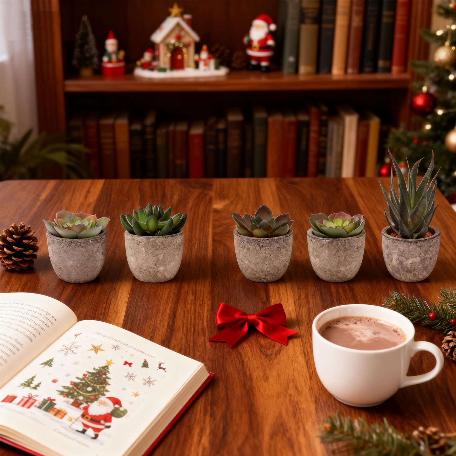 Artificial Succulent Plants Potted Set of 5Faux Succulent Plants Potted Reali…
