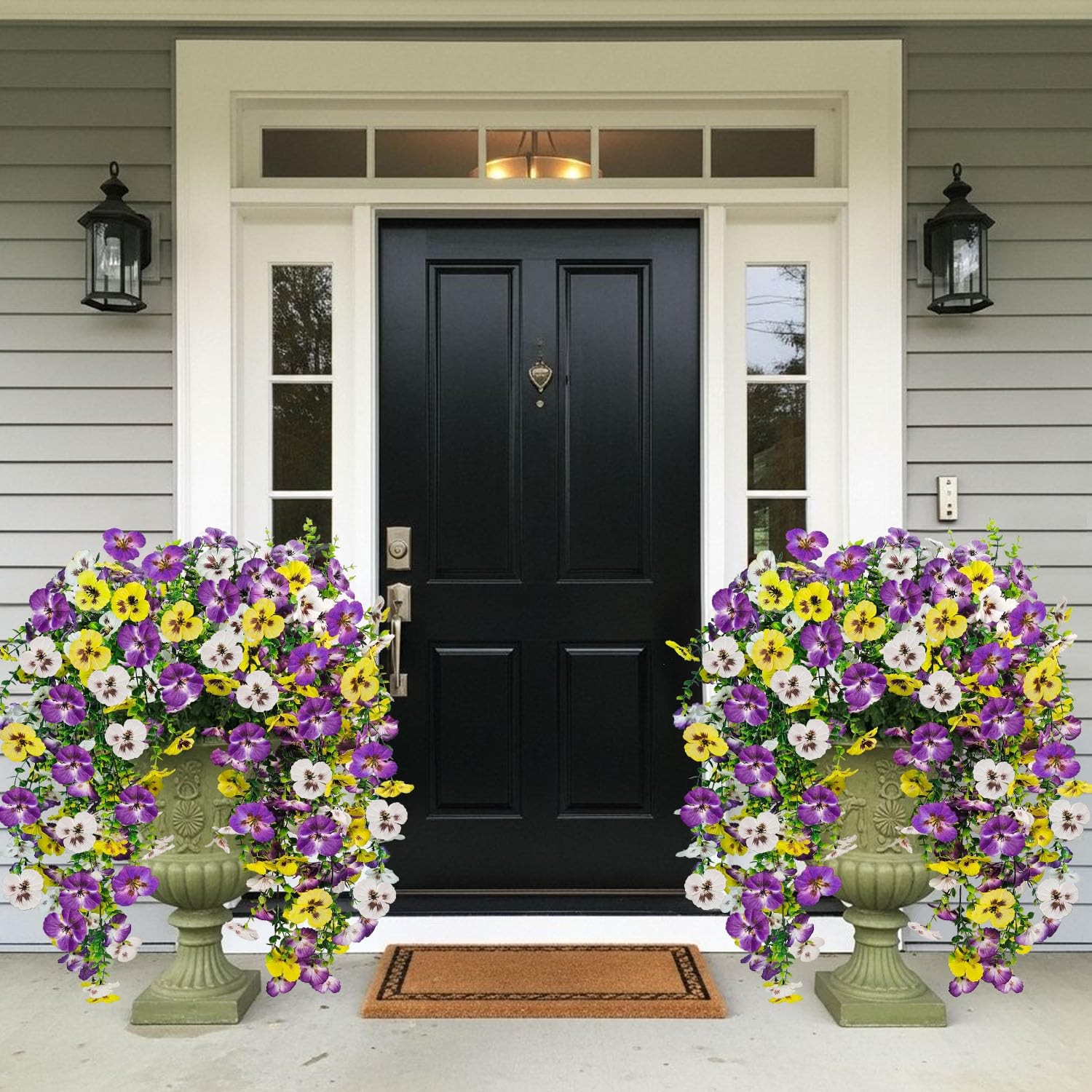 Artificial Fake Hanging Flowers Plants for Outdoor Spring Decoration, 4 Pack …
