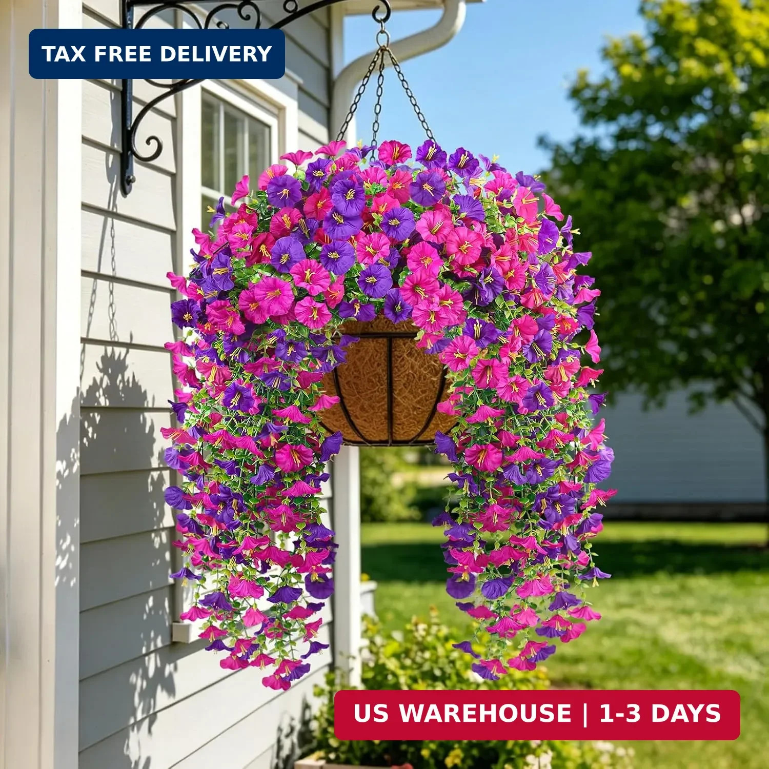Artificial Flowers for Outdoors, 6-Pack 420 Blooms UV Resistant Hanging Morning