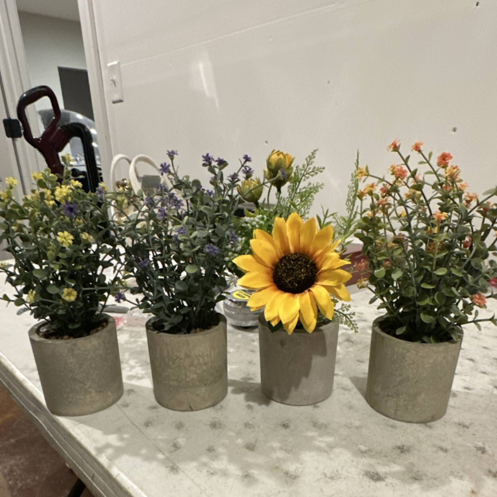 Set Of (21) Artificial Potted Arrangements (4 styles) Multicolor 8 Inch