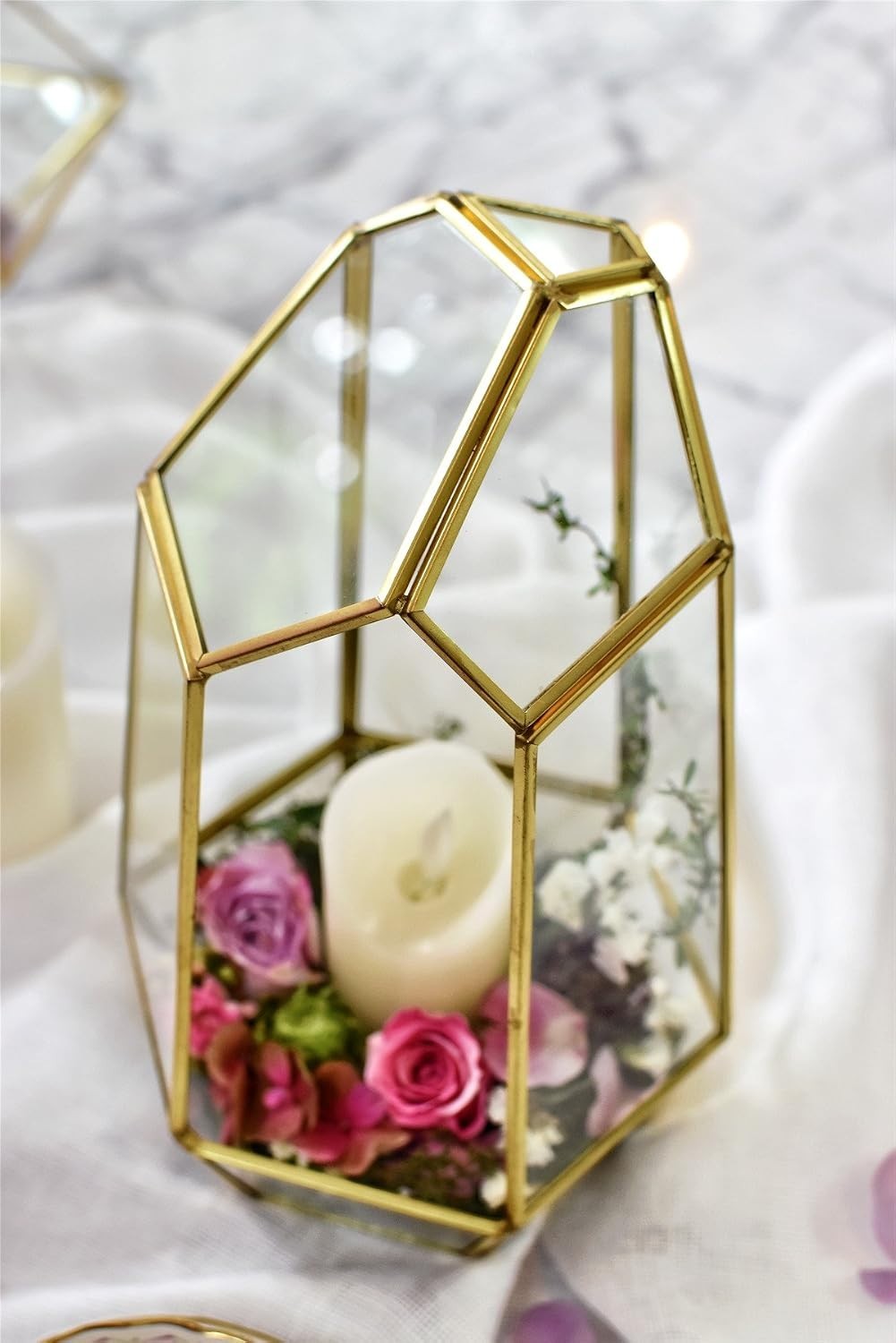 Irregular Gold Glass Terrarium – Perfect Centerpiece for Succulent Displays