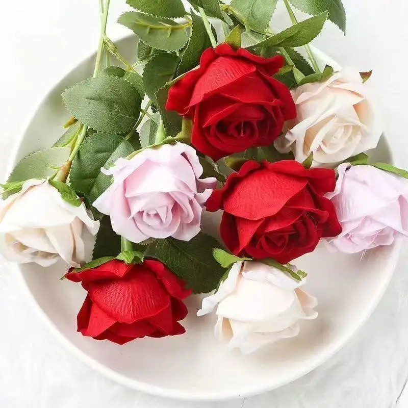 Artificial Rose Flowers Realistic Faux Rose Stems Wedding Home Party Decor 20PC