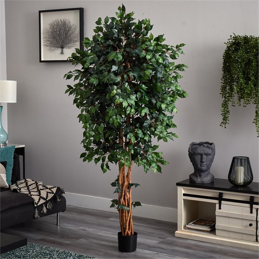 Pemberly Row 72″ Palace Style Ficus Silk Tree with 1596 Leaves in Green/Black