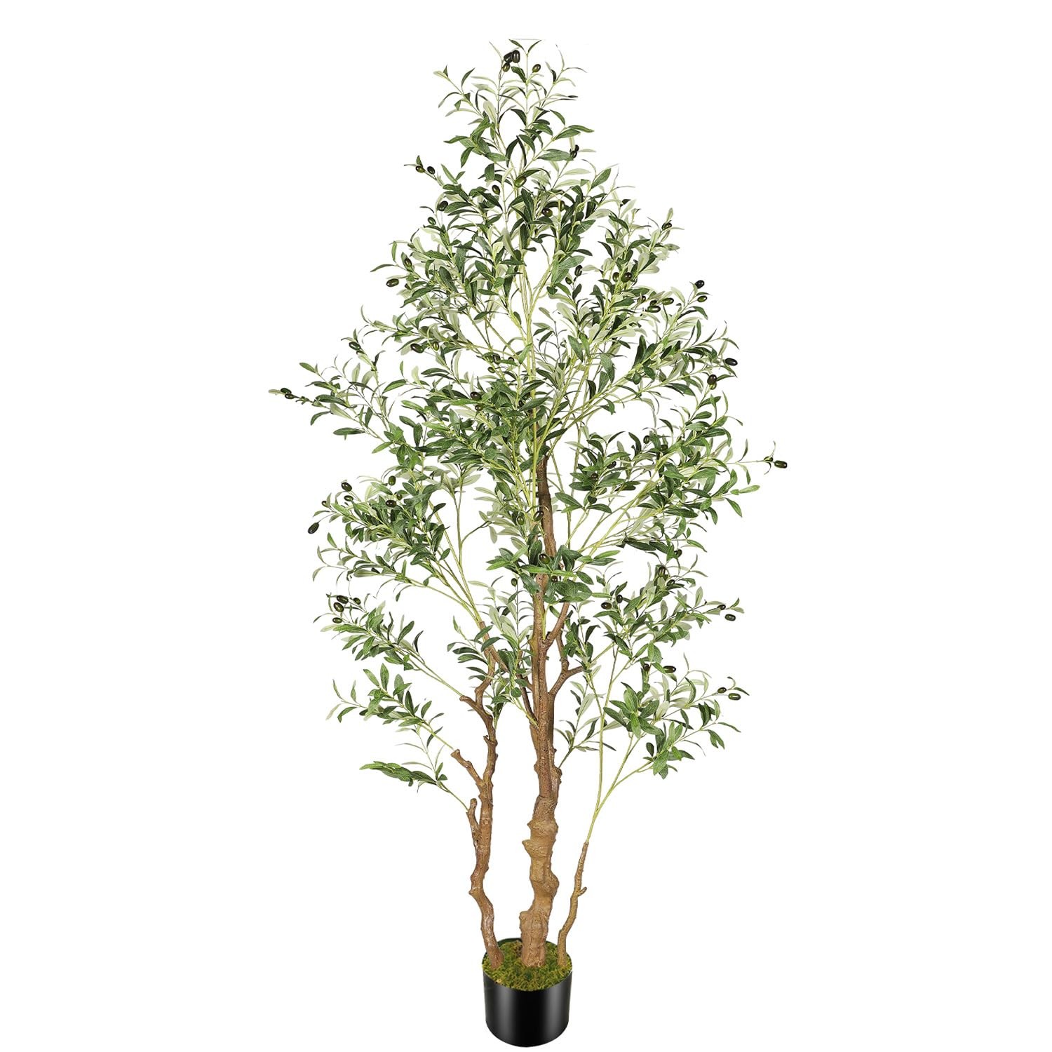 7.2ft Artificial Olive Tree (85in) with Plastic Nursery Pot Faux Olive Silk T…