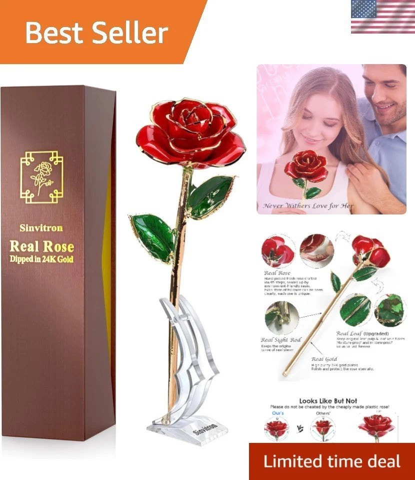 Luxurious 24k Gold Dipped Infinity Rose – Eternal Beauty for Every Occasion