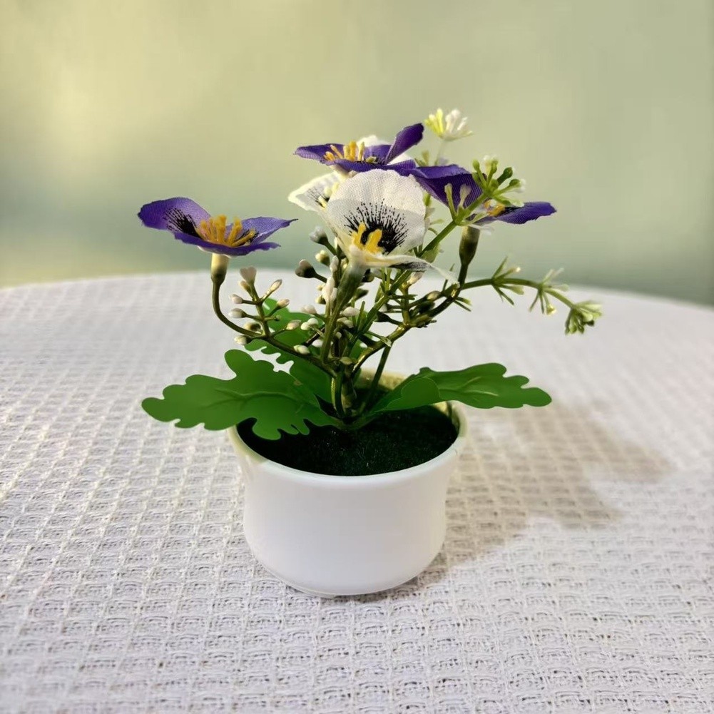 Realistic Fabric Phalaenopsis Orchid Potted Plant 12cm Tall for Indoor Decor