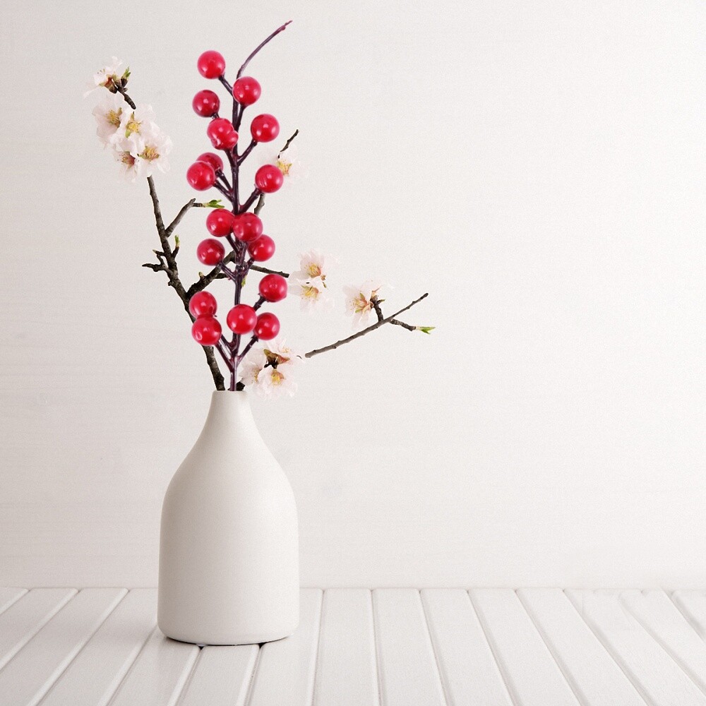 10 Pcs Red Berries Red Berry Picks Branch Flower Centers Wreath Floral Stems