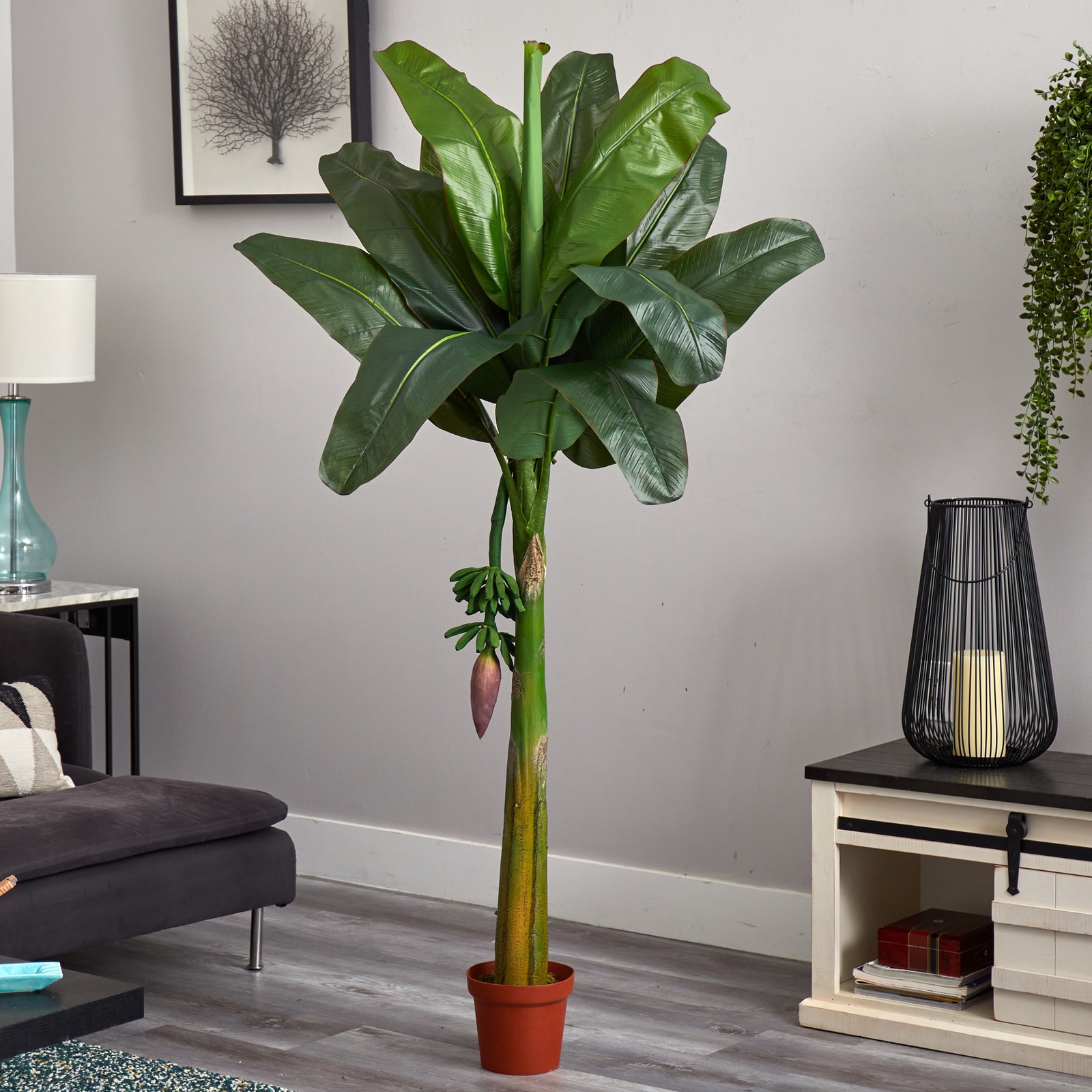 Nearly Natural 72″ Banana Silk Tree Real Touch with Tiny Sprout Bananas in Green