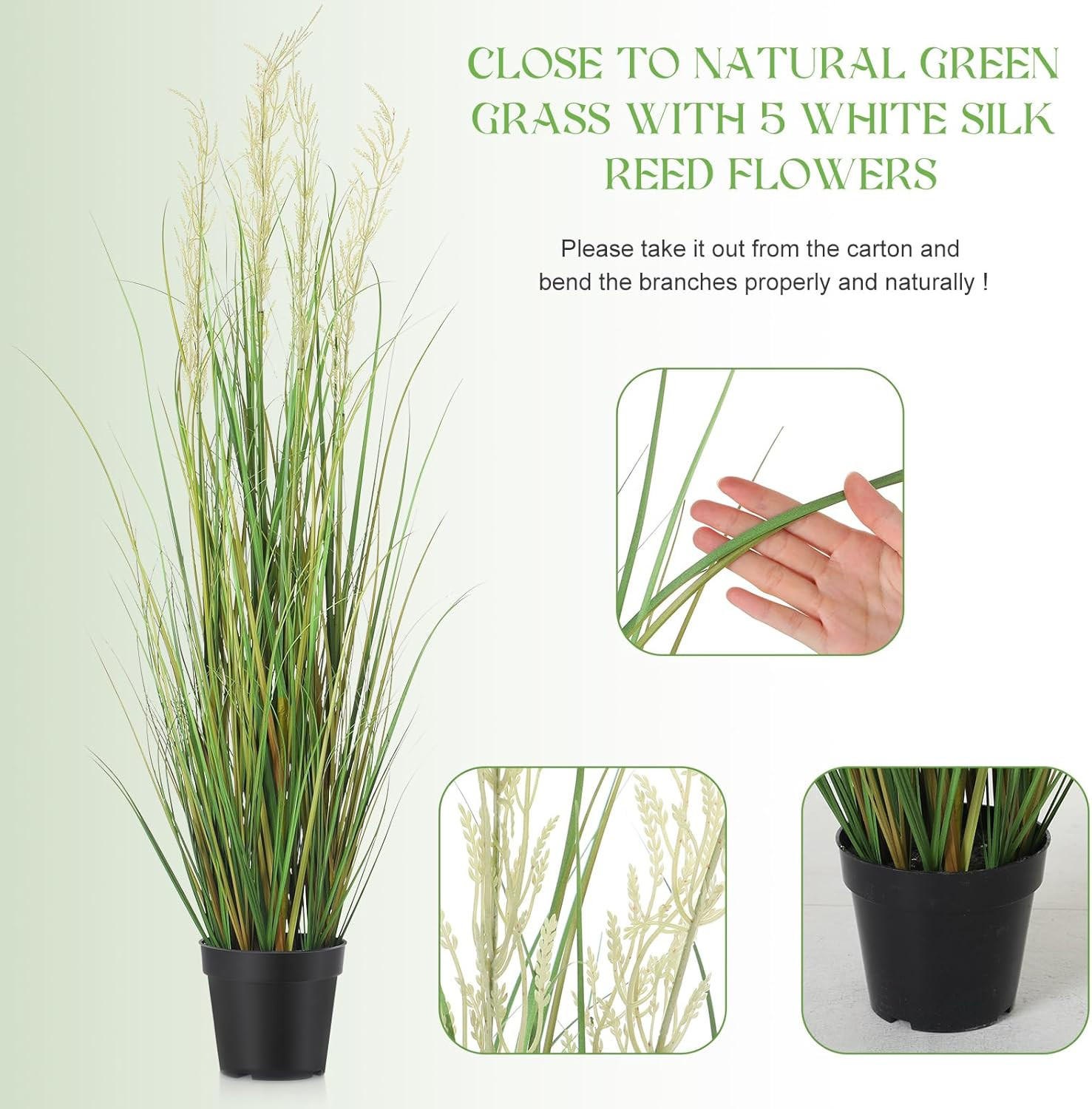 4 Ft Tall Faux Pampas Grass in Pot – 2 Pcs Artificial Greenery Decor